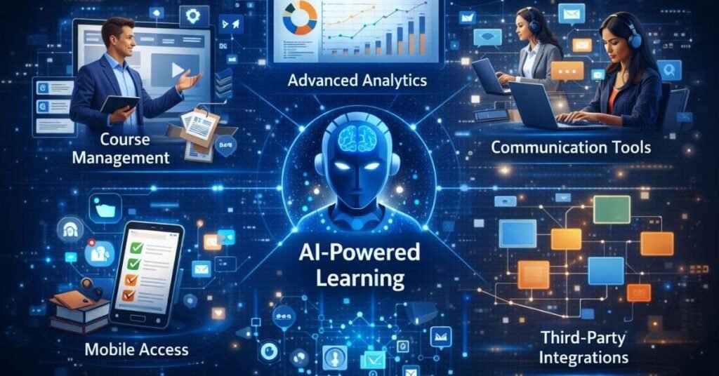 Students collaborating on a group project using a digital LMS platform for better online learning