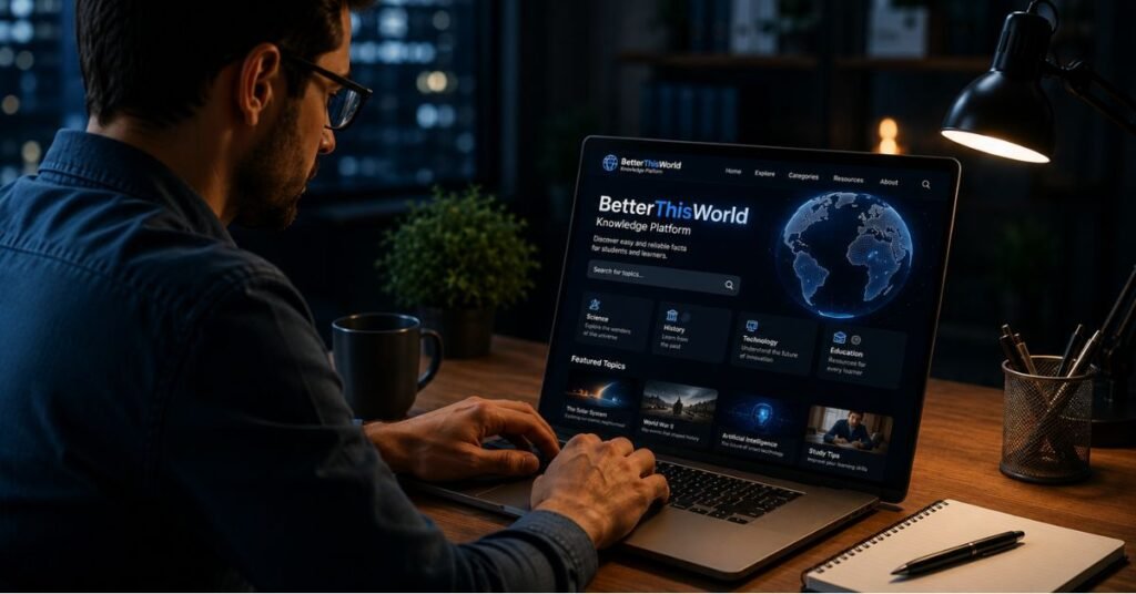 BetterThisWorld knowledge platform showing easy and reliable facts for students and learners