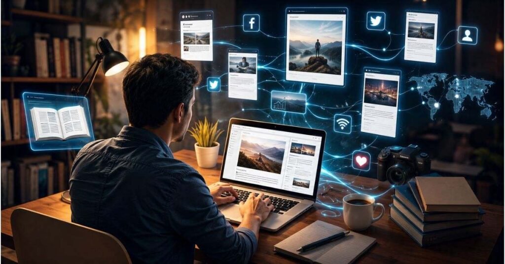Person building online presence similar to bobbilou05 using blogging and social media
