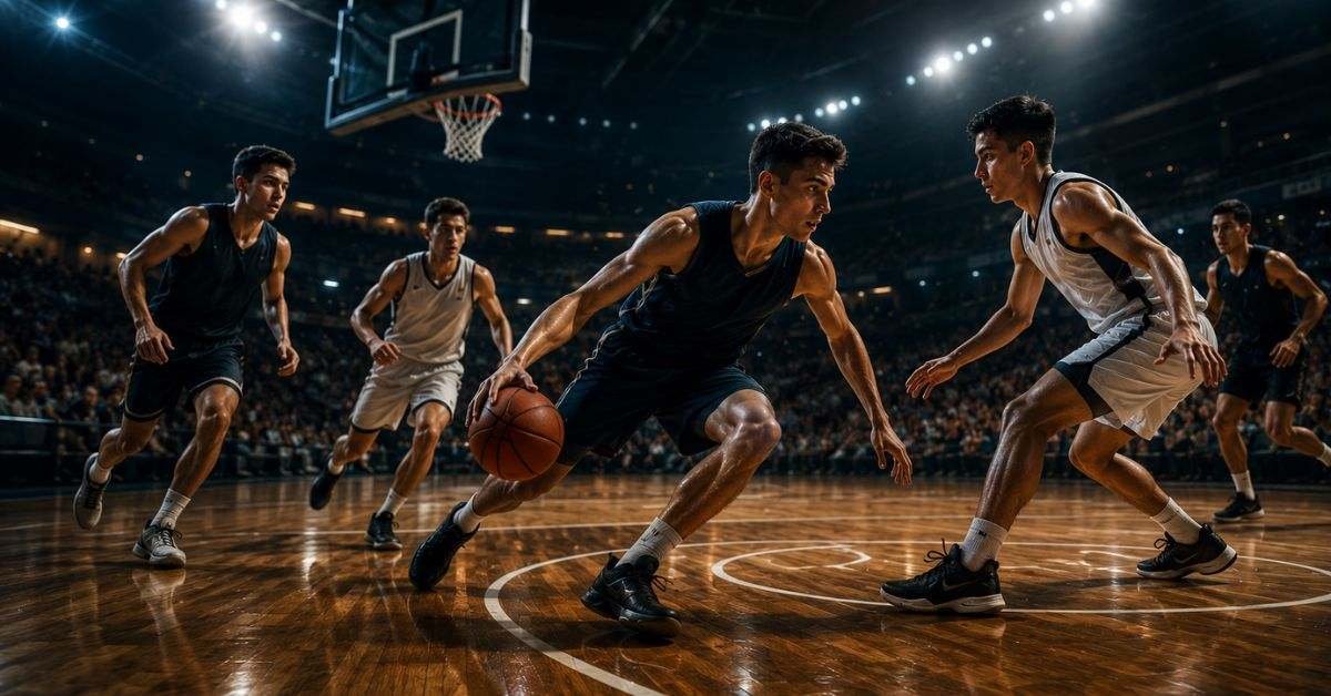 Zuyomernon system basketball players practicing spacing and ball movement on court