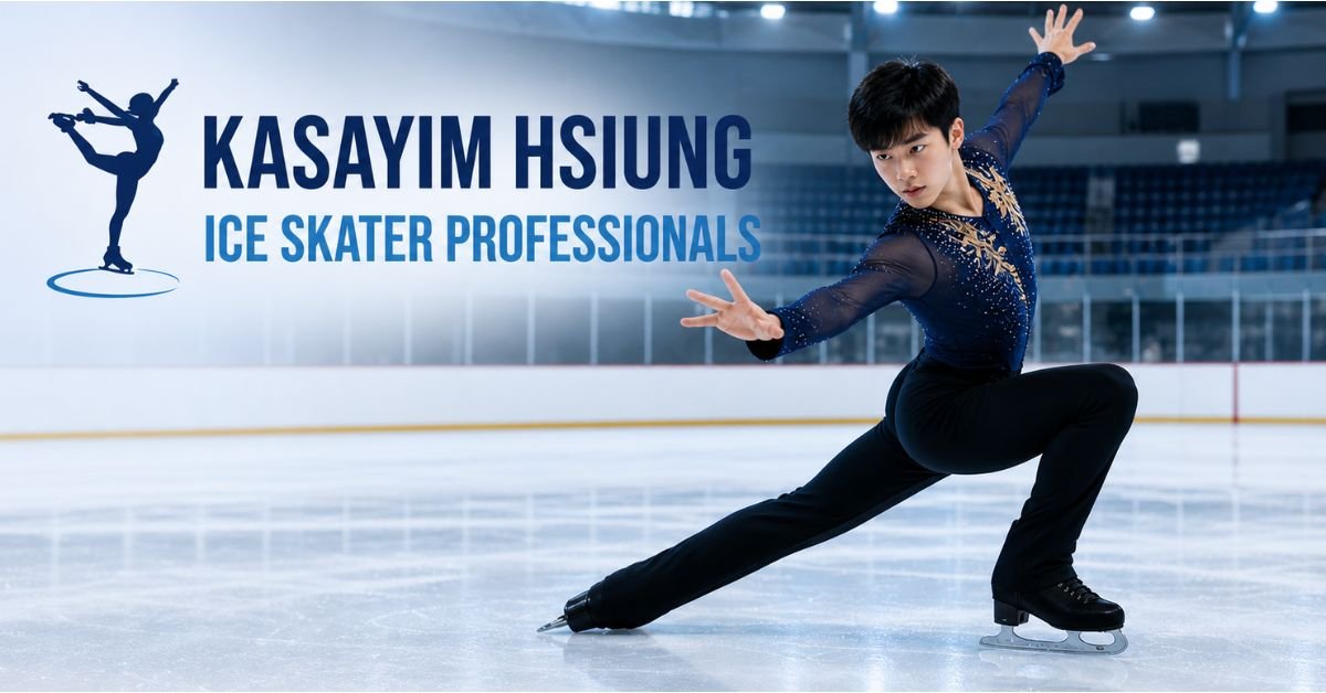 Ksayim Hsiung practicing ice skating moves gracefully on a shiny indoor skating rink with passion