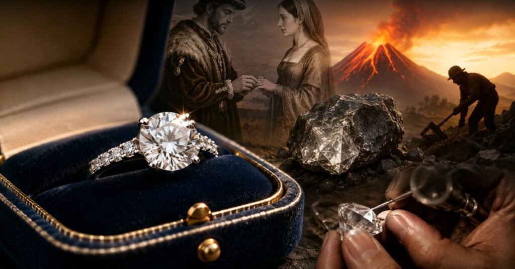 Elegant diamond engagement ring with certified natural diamond symbolizing love and commitment
